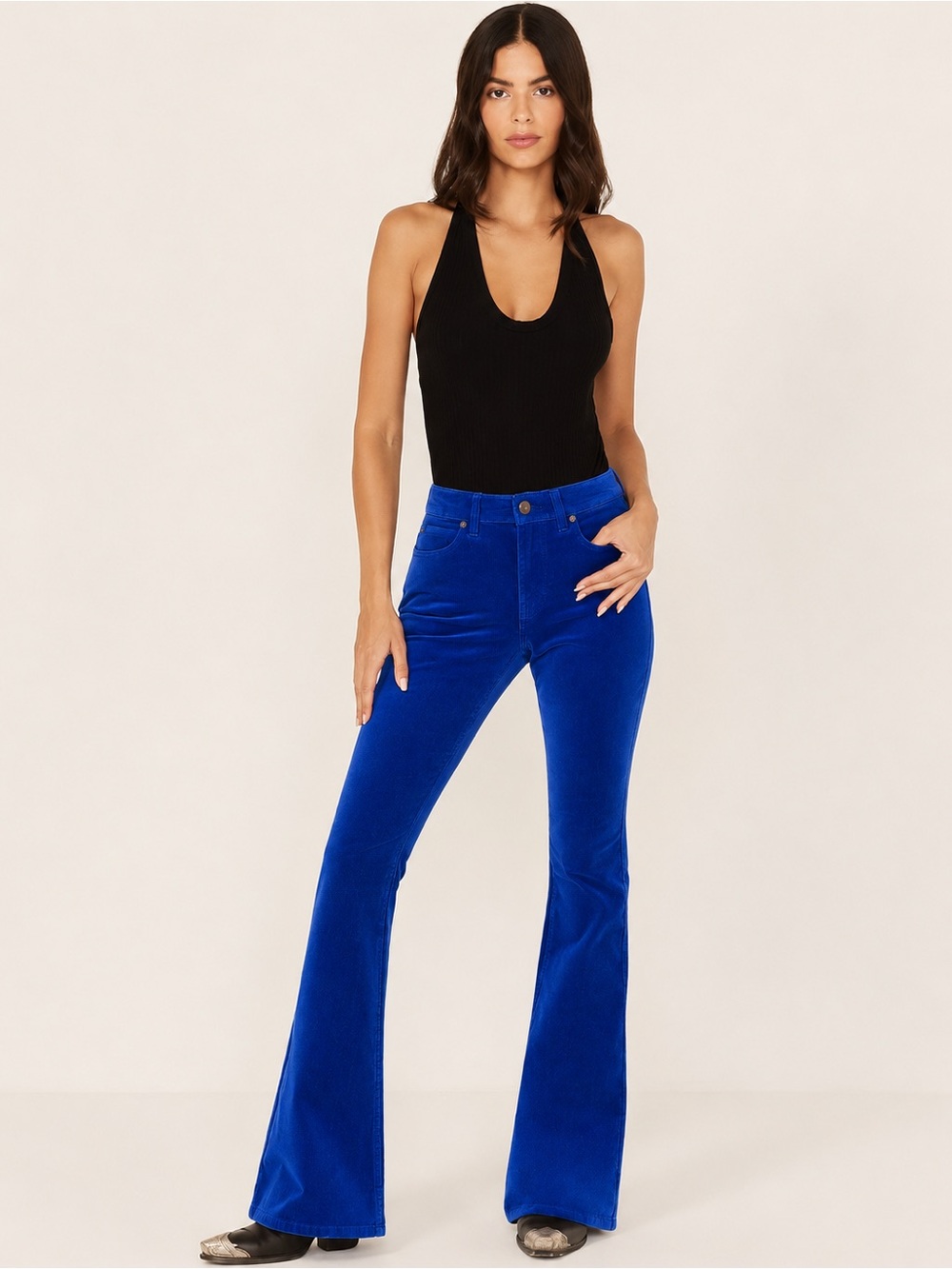 SO Blue Flared-Leg Stretch Corduroy Pants Womens 6/ Juniors 9